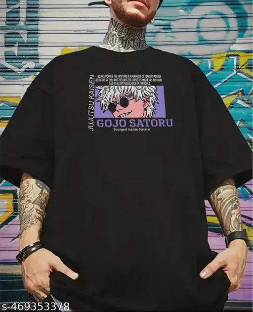 MEZRAA Oversized Anime T-Shirt – Satoru Gojo | Cotton | Men