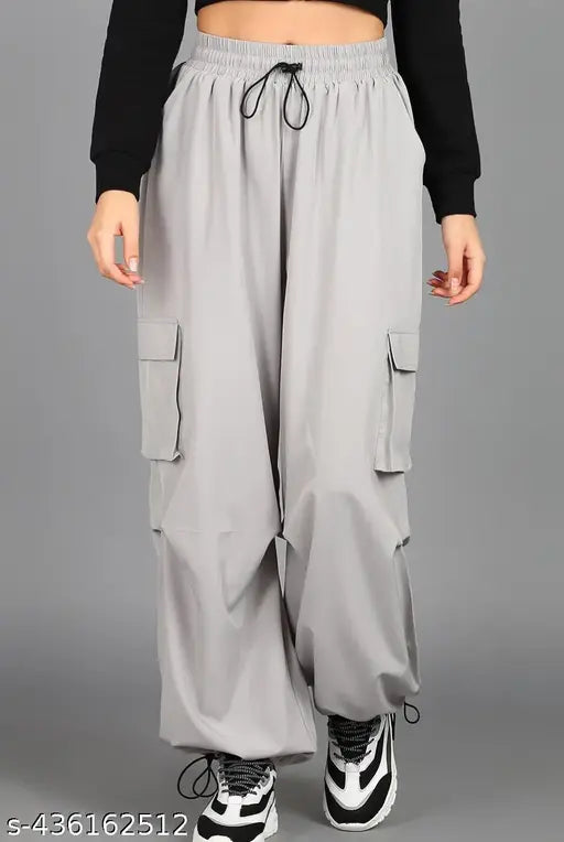Mezra DriftFit™ Grey Cargo Parachute Pants – Women