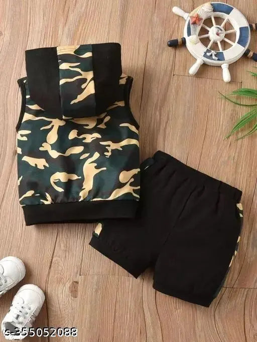 MEZRAA “I LOVE INDIAN ARMY” Baby Sleeveless Co-Ord Set | Hoodie Top & Full Pants