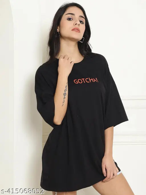 Fancy Cotton Graphic Printed Oversized T-Shirt for Women