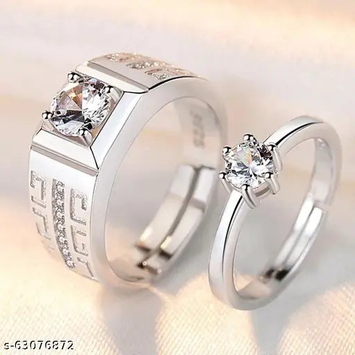 Radiant Spark – Crystal Adjustable Couple Ring