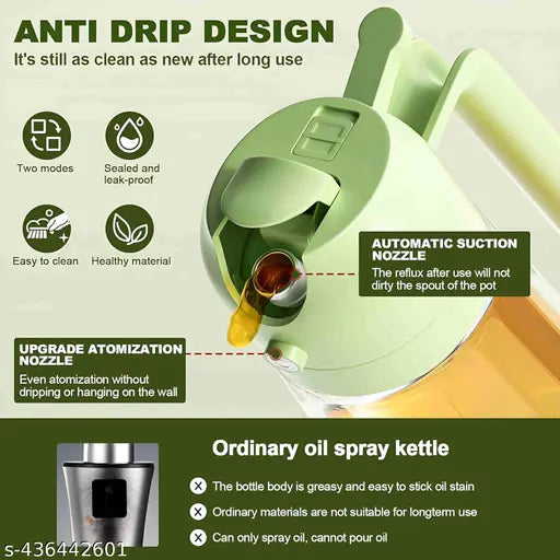 MEZRAA Trivesh 2-in-1 Oil Sprayer & Dispenser | 500ml Glass Bottle for Air Fryer, BBQ & Cooking