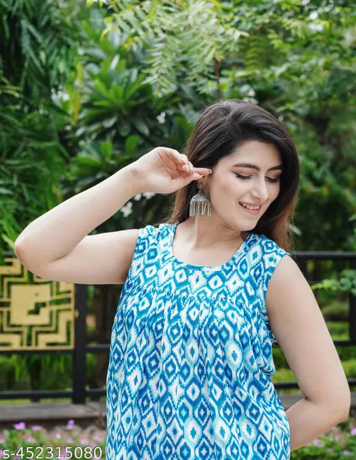 MEZRAA Printed Cotton Peplum Co-Ord Set | Sleeveless Summer Chic