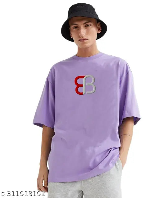 MEZRAA Oversized Lavender Anime T-Shirt – Men’s Cotton Blend | Drop Shoulder