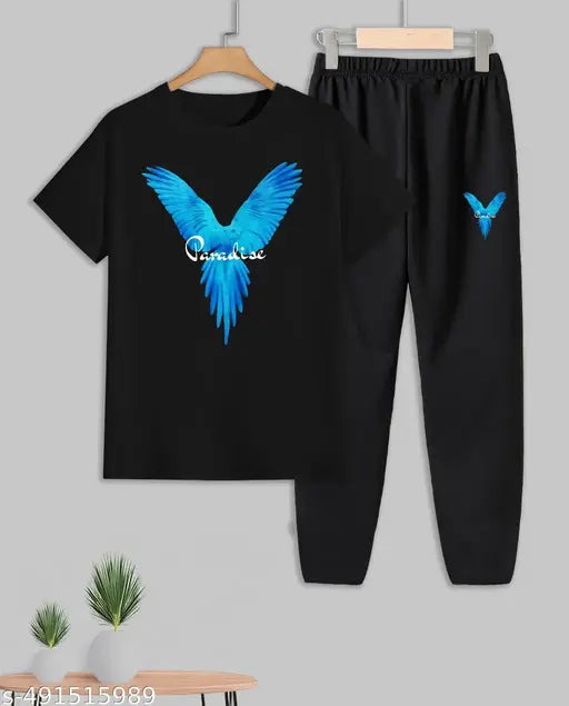 MEZRAA x Joggers Park Men’s Tracksuit Combo | Printed T-Shirt & Track Pant Co-Ord Set